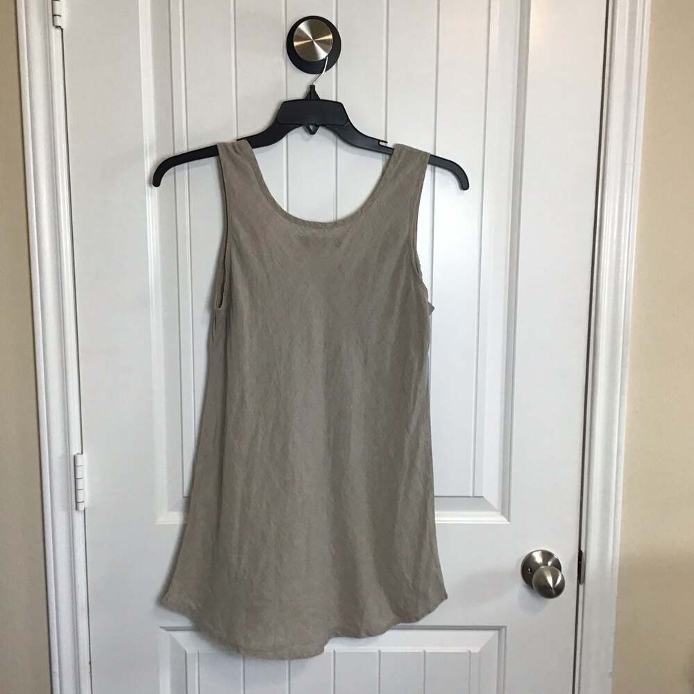 FLAX 100% Fundamental Linen Scoop Neck Tank Top Small Putty - Picture 4 of 9